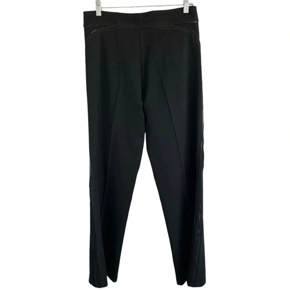 RADZOLI Wide Leg Black Trousers Top Stitch Leather-like Trim Accents Size 8 NWT - Picture 4 of 13